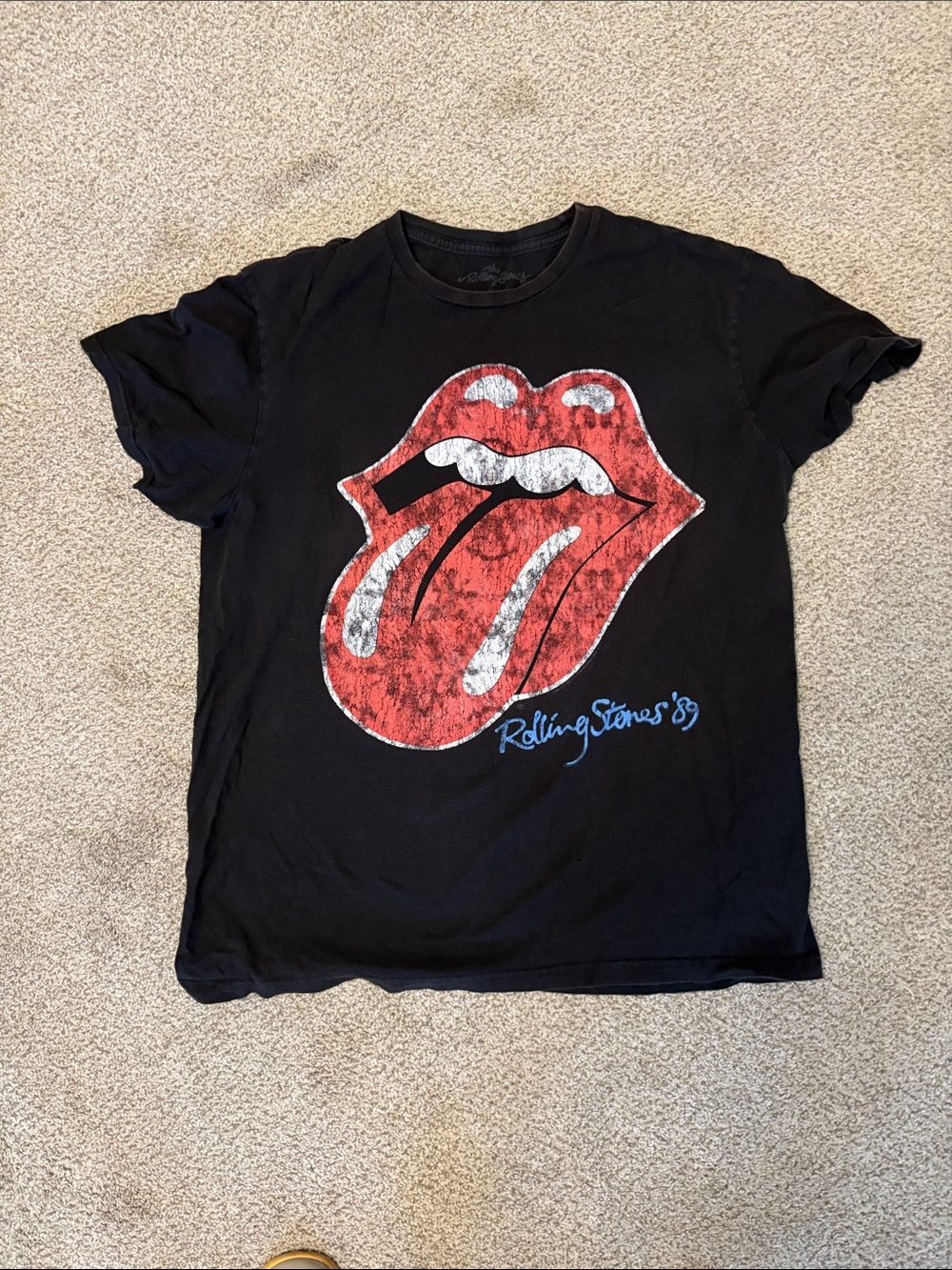 the Rolling Stones Black Tee with Red Tongue Logo